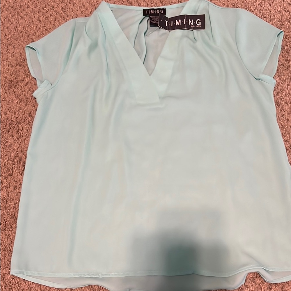 Timing Women's Light Blue V-Neck Top